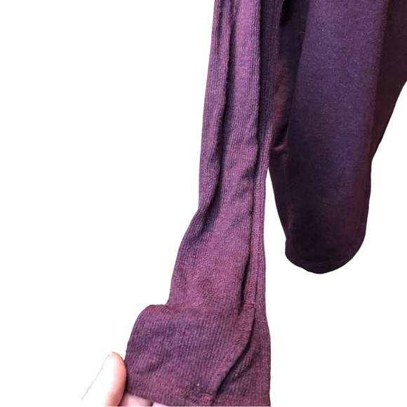 Athleta Tunic Length Hooded Faux Wrap Sweater in Maroon Cowl Neck Tight Knit - Picture 15 of 15